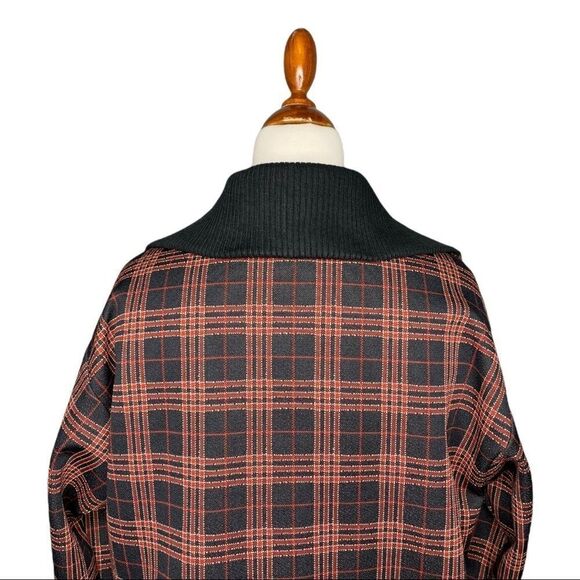 Vintage Sutter Place Red Tartan Plaid Button Front Light Jacket Pullover Medium - Picture 9 of 10